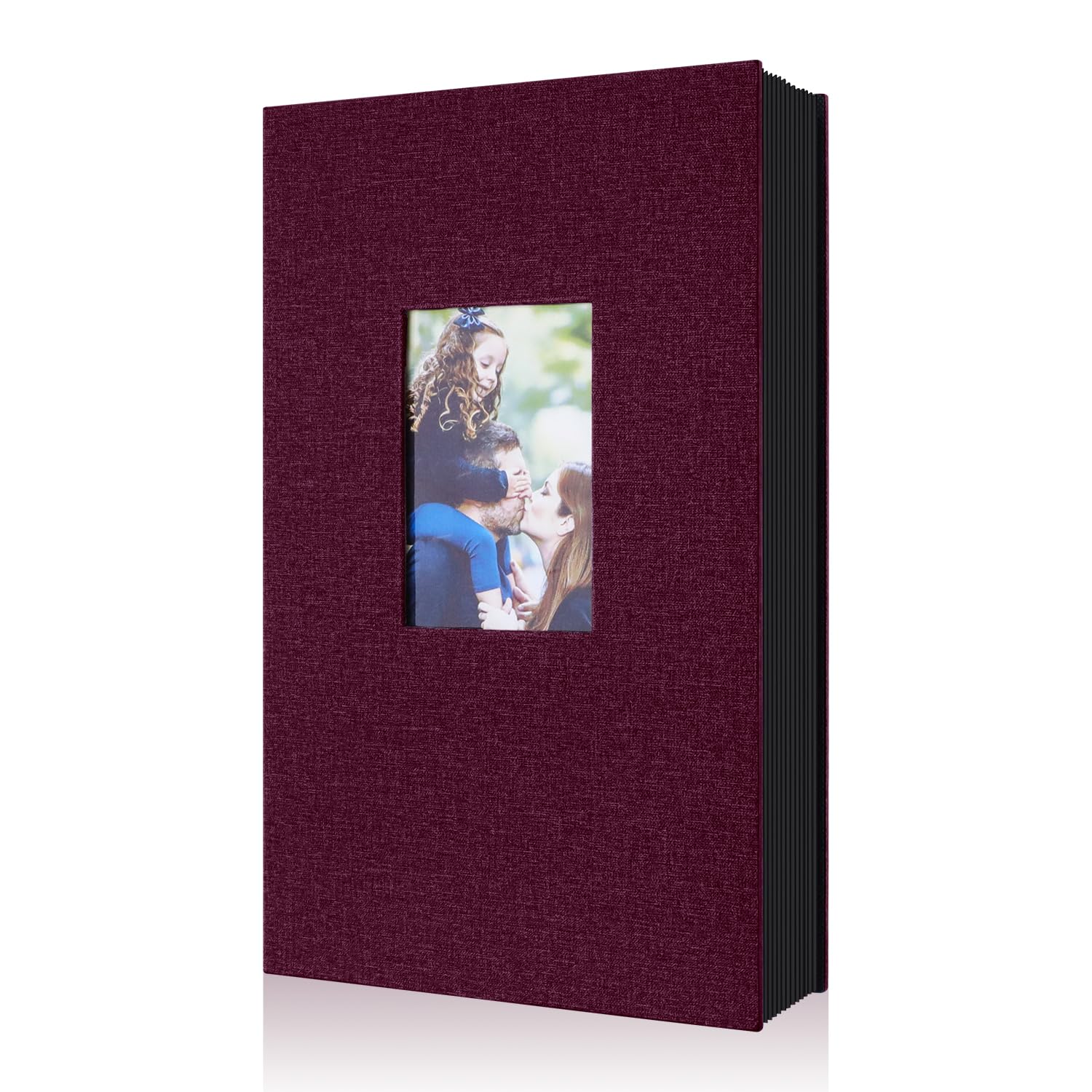 Benjia Photo Album 6x4 300 Pockets Slip in, Linen 300 Pockets Photo Albums Holds Landscape Only 10x15cm Picture Burgundy