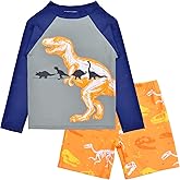 Boys Swimsuit Rash Guard and Swim Trunks Set Toddler Boys Bathing Suit Long Sleeve Swimming Suits Boys' Swimwear 3-8Y