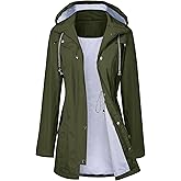 LOMON Raincoat Women Waterproof Long Hooded Trench Coats Lined Windbreaker Travel Jacket S-XXL