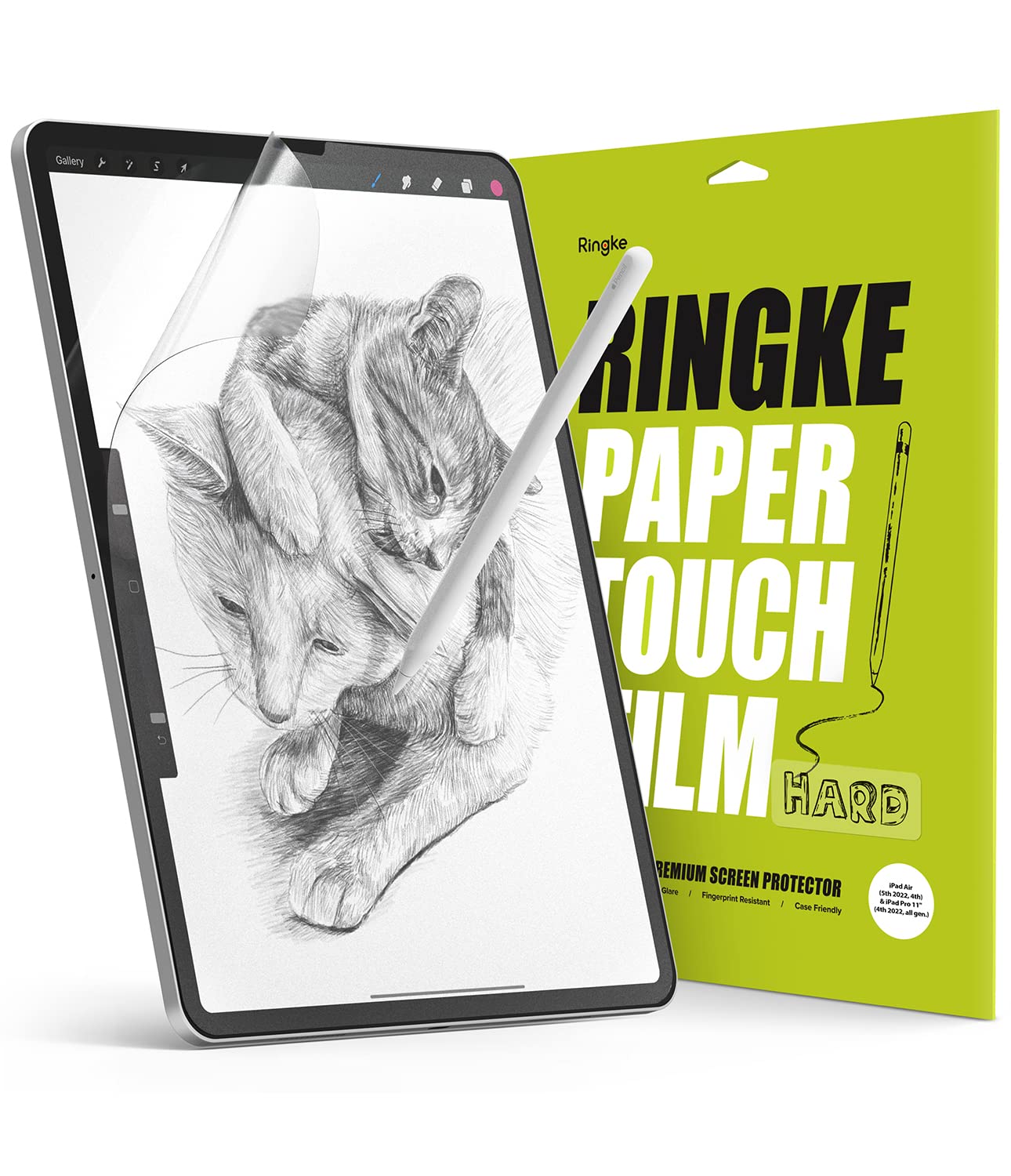 Ringke Paper Touch Hard Film Compatible with iPad Pro 11'' Inch (2021/2020/2018), iPad Air 5/4, Anti-Fingerprint Matte PET Hard Paper Textured Screen Protector for Writing & Drawing