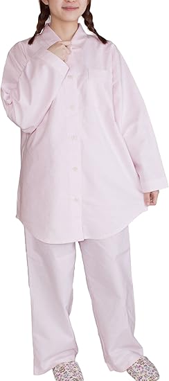 Amazon パジャマ工房 レディース パジャマ 長袖 前開き 衿付き 綿100 播州織オックスフォード 570 Lサックス パジャマ ルームウェアセット 通販