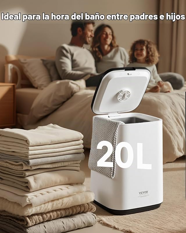 Aquecedor de toalhas 20 L com ecrã LED e luz indicadora em U, aquecedor inteligente de toalhas com temporizador ajustável para casa de banho, manta, pijama, desligamento automático, branco