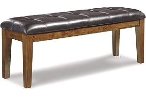 Signature Design by Ashley Ralene Tufted Upholstered Dining Room Bench, Medium Brown