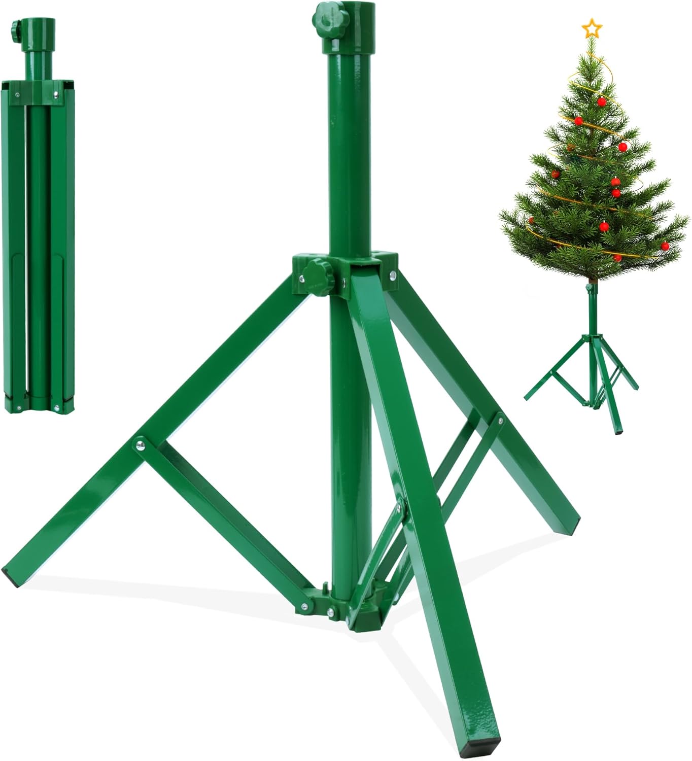 Tree Stands - GREZJXC Christmas Tree Stand Artificial Christmas Tree Base Metal Tree Folding Replacement Holder Tree Base for Christmas Holiday Winter Tree Party Decorations Green
