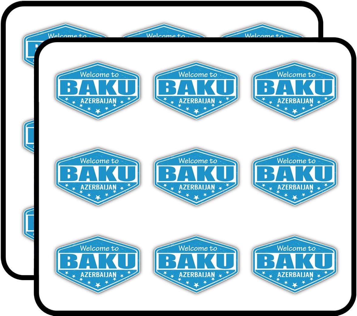 Baku City Azerbaijan Grunge Travel Stamp 2" 18 Pack Planner Calender Scrapbooking Crafting Stickers