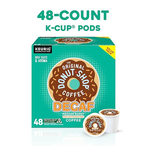 THE ORIGINAL DONUT SHOP DECAF KEURIG SINGLE-SERVE K-CUP PODS, MEDIUM ROAST COFFEE, 48 COUNT