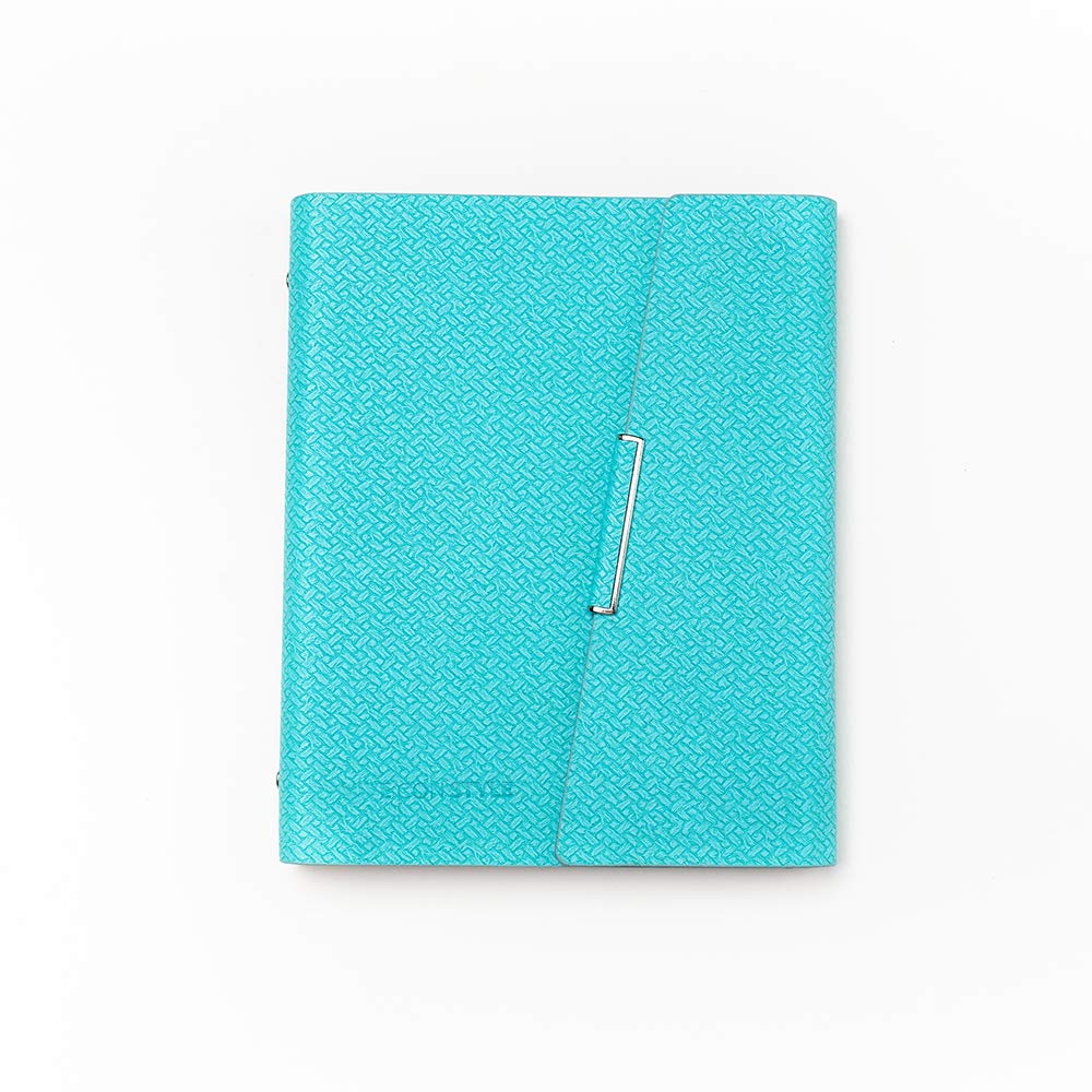 AUDACIOUS Notebook A5 - Refillable Binder Notepad by VIVE CON STYLE - Vegan Leather, Lined Pages with Pocket & Pen Holder, 120gsm Paper, 200 Pages (Aqua)