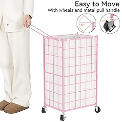 WOWLIVE Laundry Hamper with Wheels,Metal Wire Frame