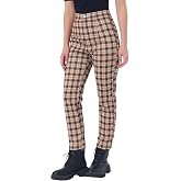 Allegra K Women's Plaid Pants High Waist Tartan Checkered Casual Work Pants | Vintage Plaid , High Waist, Straight Leg Work Pants, Stretchy Ankle, Vintage, Elastic Waist