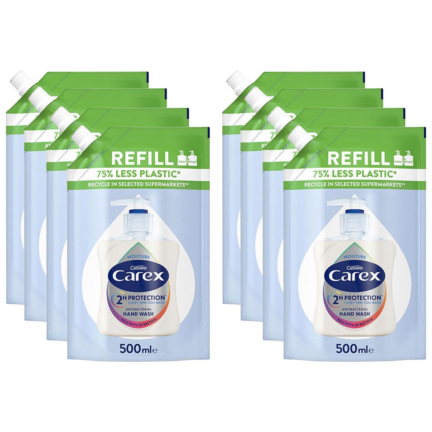 Carex Moisture Plus Handwash Refill, 500 ml, Pack of 8