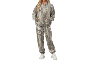Eutten Camo Sweatsuits for Women Set 2 Piece Camo Hoodies Maple Leaf Print Oversized Sweatshirt Lounge Sets Fall Outfits