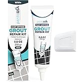 PentaUSA Grout - Fast Drying Grout Repair Kit, Restore and Renew Joint Lines in Bathroom and Kitchen - Scraper Included (250g