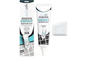 PentaUSA Grout - Fast Drying Grout Repair Kit, Restore and Renew Joint Lines in Bathroom and Kitchen - Scraper Included (250g