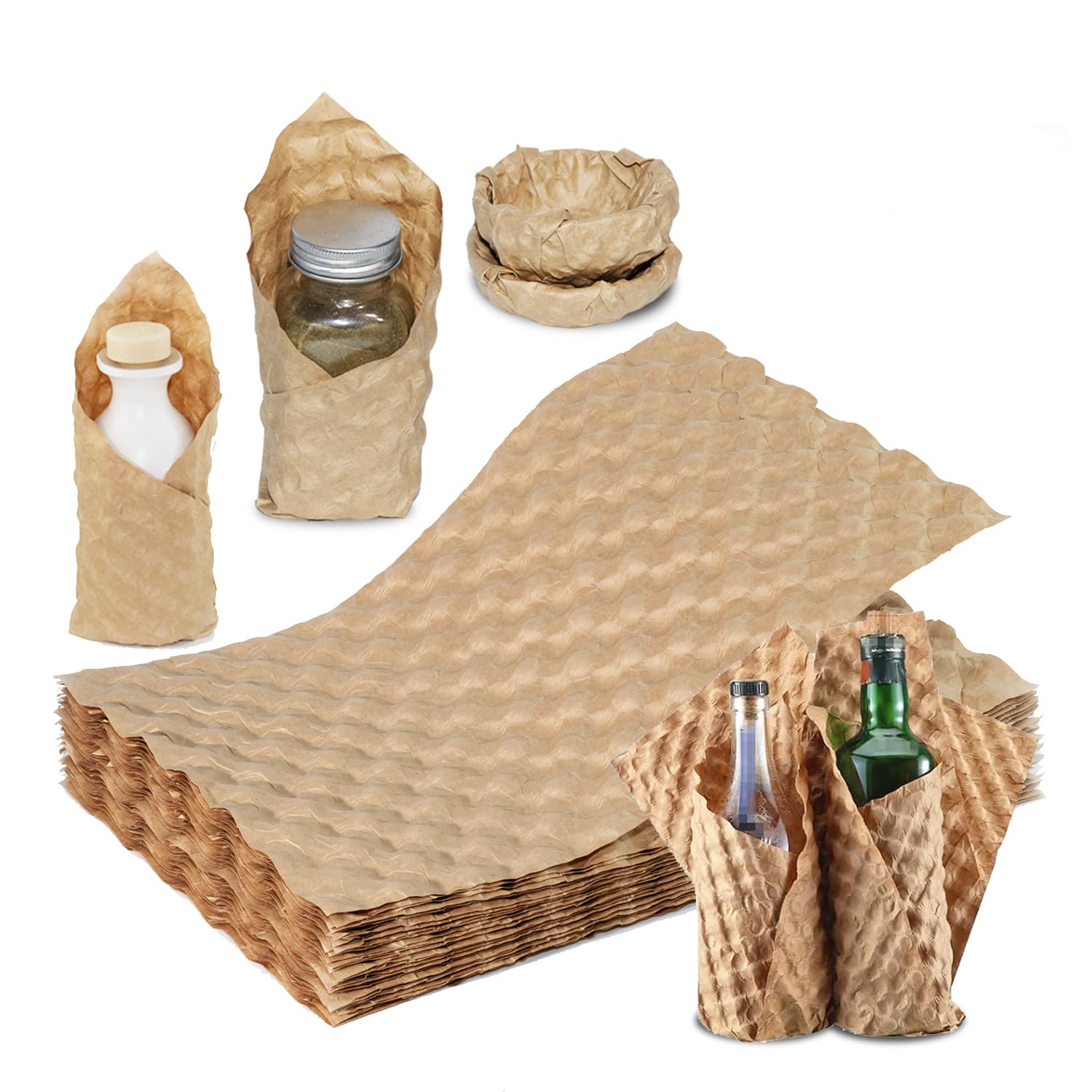 Bubble Paper Wrap, Paper Bubble Wrapping, 12" x 7.9", 120 Sheets, Eco Cushioning Wrap, Alternative to Plastic Bubble Wrap for Packing Moving Shipping Storing