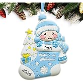 2025 Christmas Baby's First Boy Ornament Personalized Baby Boy Decoration Christmas Tree Ornament Baby's 1st Customized Handwritten Keepsake for Newborn Free Personalization