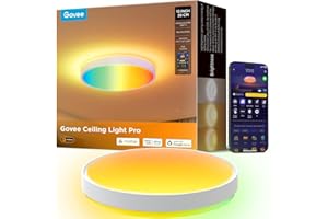 Govee Smart Ceiling Light 4300LM, RGBIC LED Ceiling Light Fixture Works with Matter, Flush Mount Light Fixture, DIY Colors, 2700K-6500K Dimmable for Bedroom, Living Room, 15 Inch, 1 Pack