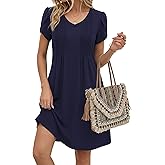 Zeagoo Summer Dresses for Women Casual A Line Dress 2026 V Neck Short Dresses Floral Sundress Pleated Boho Dress