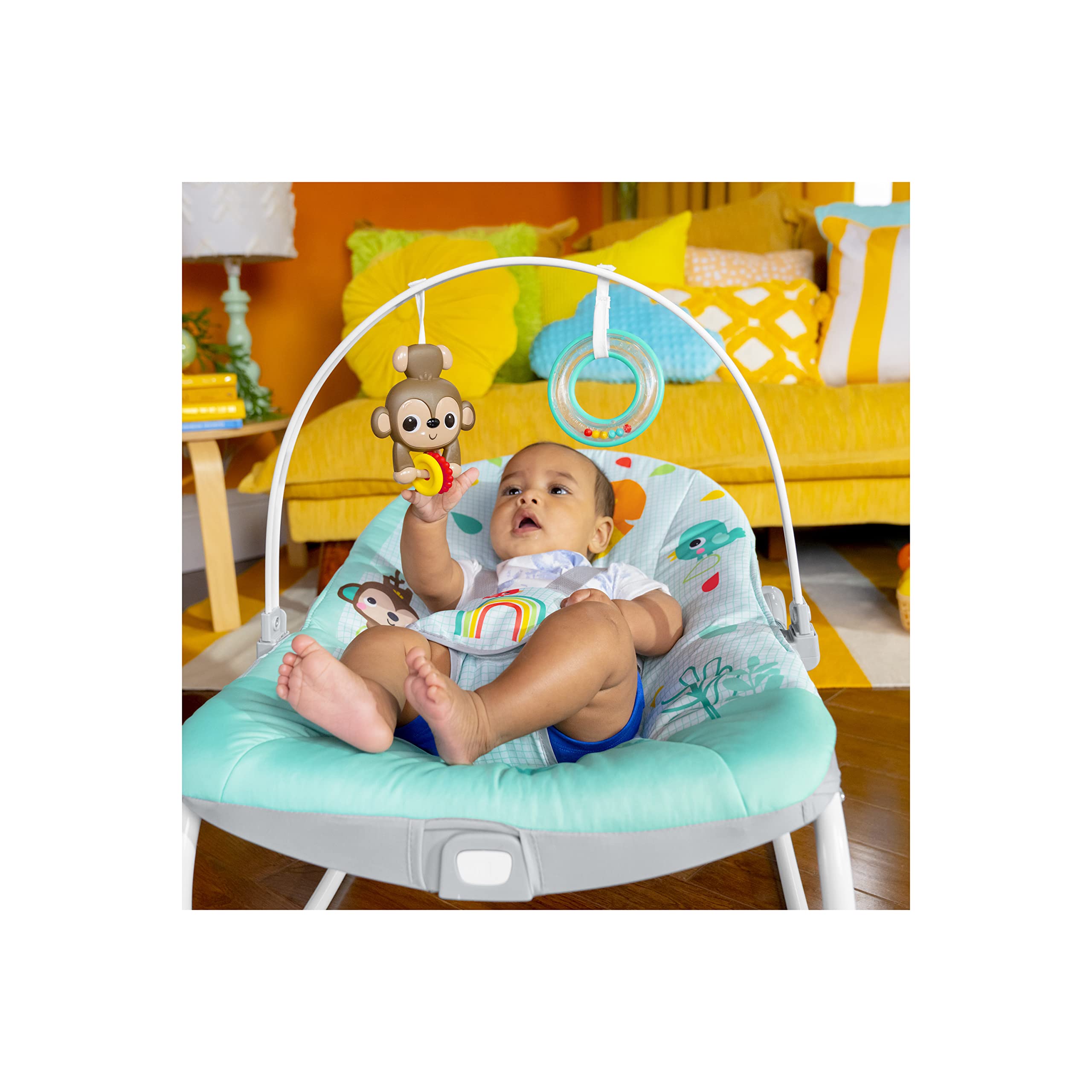 Bright Starts Wild Vibes Infant to Toddler Rocker with Vibrations, Unisex, Newborn +