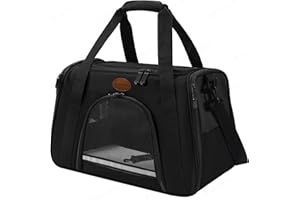 ROSEBB Cat Carrier Dog Carrier Pet Carriers for Medium Small Cats Dogs Puppies up to 15 Lbs,TSA Airline Approved Small Dog Cat Carriers Soft Sided,Collapsible Travel Puppy Carrier (Black, Large)