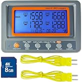 Digital 4 Channel K Type Thermocouple Thermometer Recorder with 8G SD Card Programmable Temperature Data Logger with Alarm Function Thermocouple Reader K Type Thermometer with 2 Thermocouples Probe