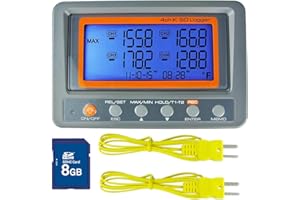 Digital 4 Channel K Type Thermocouple Thermometer Recorder with 8G SD Card Programmable Temperature Data Logger with Alarm Fu