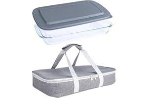 Vitrignis 9x13 Glass Baking Dish With Lid - 3qt Glass Casserole With Carrier Insulated Bag For Hot Or Cold Food - Large Casse