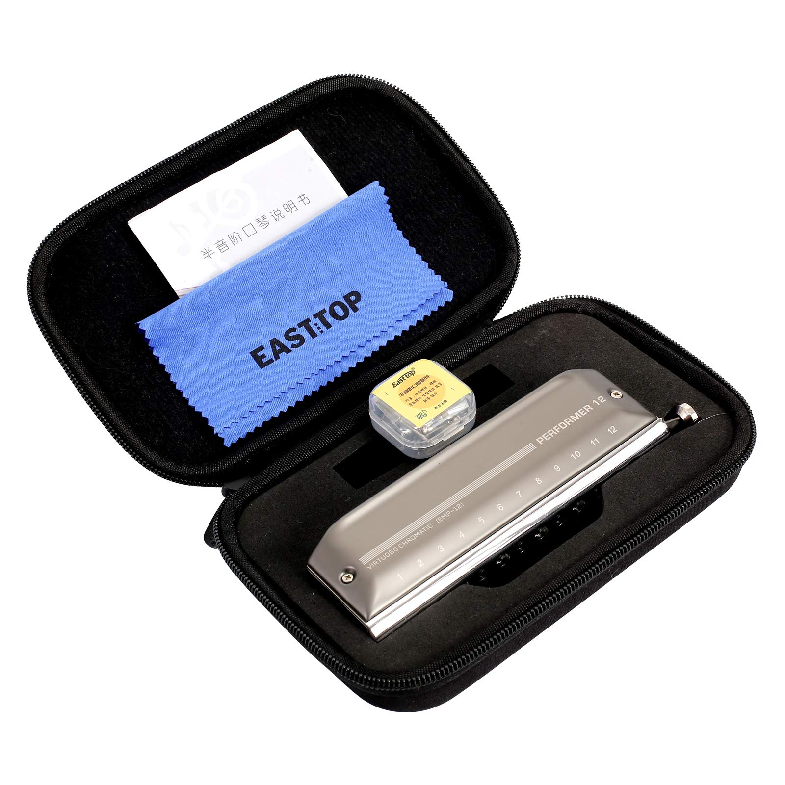 East top Upgrade Chromatic Harmonica 12 Hole 48 Tone Key of C, Aluminum Comb Chromatic Mouth Organ Harmonica For Adults, Students and harmonica lovers