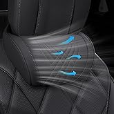 EARJIA Car Neck Pillow for Driving Memory Foam Headrest Nappa Leather Head Rest for Most Cars SUV Home Office Traveling