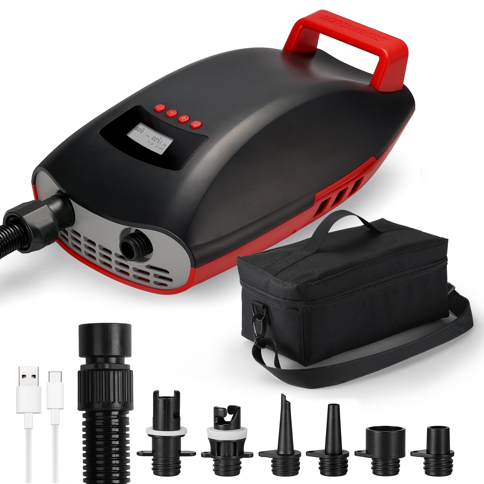 Swonder Seawolf SUP-Pumpe mit 9000mAh Akku, 2X Schnellere 20 PSI Elektrische Luftpumpe mit Doppelkolben, Zweistufen, Aktivem Kühlsystem für aufblasbares Paddleboard, Kajak