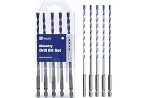 GRIXLEN 5 Pack 5/32 inch Concrete Drill Bit Set,Masonry Drill Bit Set with Hex Shank,Carbide Tip Drill Bits for Concrete, Tile,Brick, Plastic, Cement (5/32"（5 Pcs）)