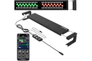 GLOWRIUM Smart Aquarium Light,App with Bluetooth + WiFi Dual Control,Multi-Zone Spectrum and Brightness Adjust for Freshwater Fish Tank,Anti-Drop with Real Time Water TemperatureSensor(24-36 in)