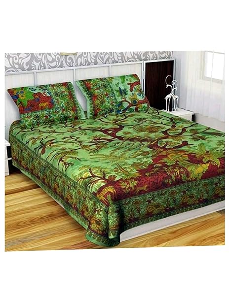 Amazon Com Marusthali Indian Tree Of Life Bedspread With Pillow