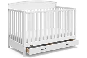 Graco Benton 5-in-1 Convertible Crib with Drawer (White) - GREENGUARD Gold Certified, Undercrib Storage Drawer, Converts to T