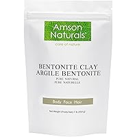 Bentonite clay powder 1lb / 454 g by Amson Naturals- Pure & Natural for Body Face Hair.