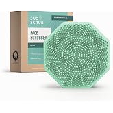 Sud Scrub&reg; Antimicrobial Silicone Face Scrubber, 1 Pack, Gentle Face Exfoliator for Sensitive Skin, Eco Friendly Facial Cleansing Brush, Exfoliating Face Brush for Men and Women (Mint)