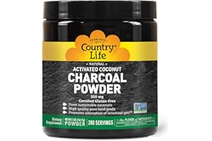 Country Life Activated Coconut Charcoal Powder 500mg – Natural Activated Charcoal for Digestive Health, Gas & Bloating Relief, DIY Uses - Non-GMO, Gluten-Free, Vegan, 5oz Powder