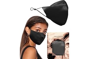 KARIZMA 90210 Silk Face Mask (Black). Luxury Fashion Masks, 19 Momme Mulberry Silk Mask. Fashionable Designer Face Mask for Women, Washable Fabric Face Mask, Reusable Facemask 6A Grade Fabric