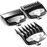 Clipper Guards Set Compatible with Wahl Clipper, Black, 3 Piece | Replacement Cutting Guides, 1/16" to 3/16"