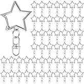50 Pcs Star Lobster Claw Clasp with Chain Hanging Buckle and Open Jump Ring, Silver Star Shaped Spring Snap Keychain for Jewelry Making Keychains DIY Crafts