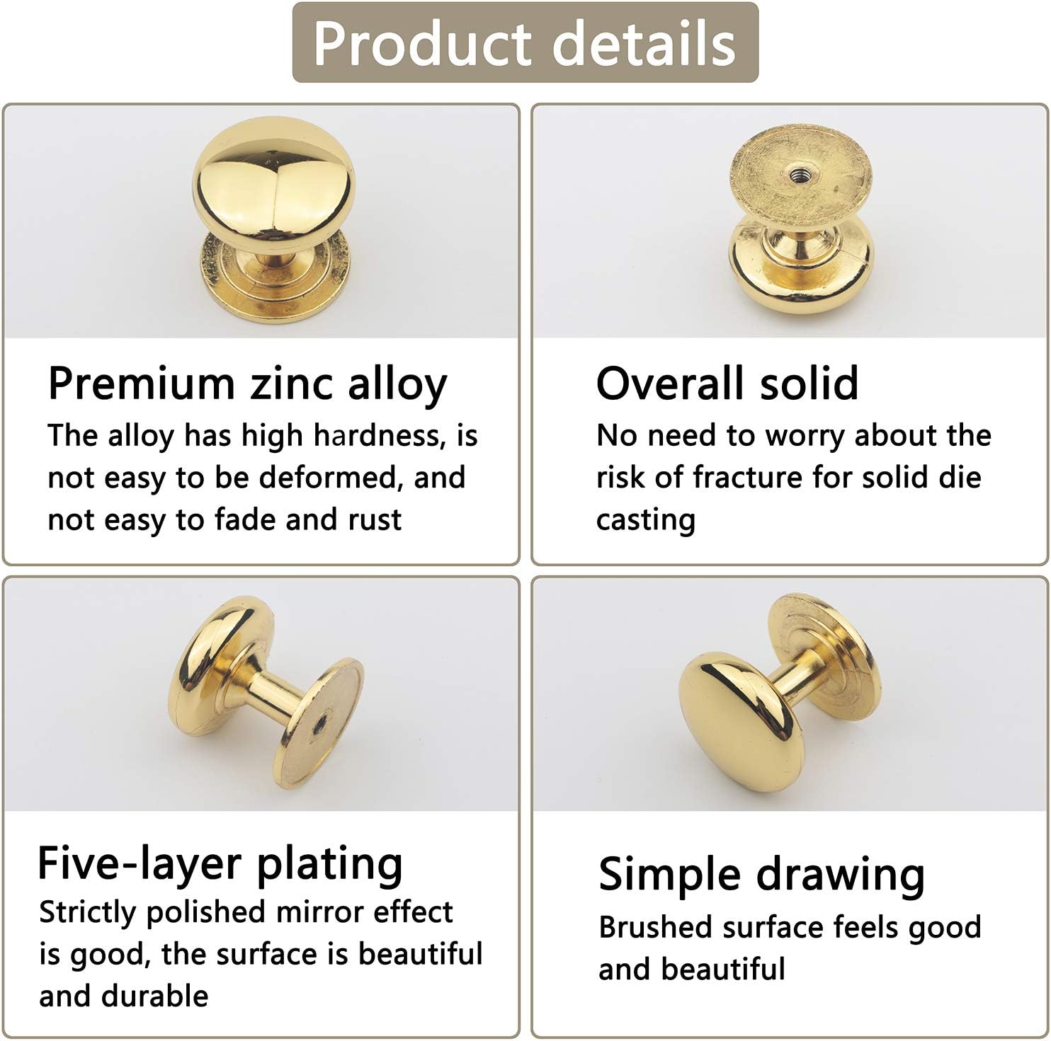 Rowiz 20PCS Modern Cabinet Round Knob Kitchen Bathroom Drawer Dresser Handles Furniture Wardrobe Pull Gold Single Hole - Image 4