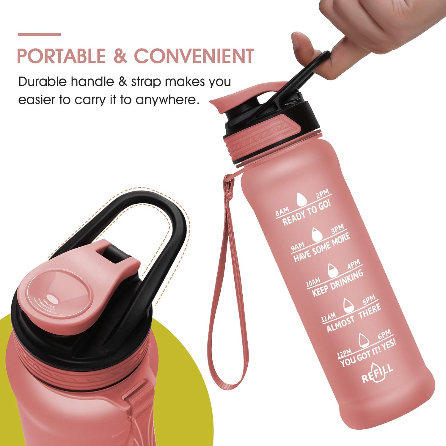 PASER 24oz Water Bottles with Times to Drink, Leakproof TRITAN & BPA Free Drinking Water Bottle with Removable Straw to Provide Adequate Water for Your Body (with Gift Box, Straw Brush) : Sports & Outdoors