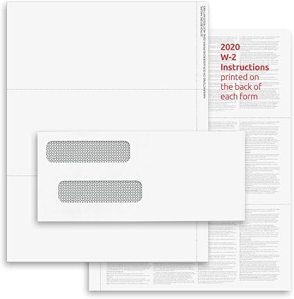 Amazon Com 3 Up W 2 Tax Forms 50 Sheets Envelopes For Laser Or Inkjet 24 Lb Paper Instructions Printed On The Back Compatible With Quickbooks And Accounting Software Office Products