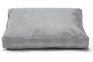 Aacabo Dog Bed Cover,Heavy Duty Durable Waterproof Fluffy Soft Short Plush Replacement Dog Bed Covers,44" L x 32" W x 4" H Inch Washable Removable Pet Bed Mattress Cover with Zipper.Grey,Cover Only.