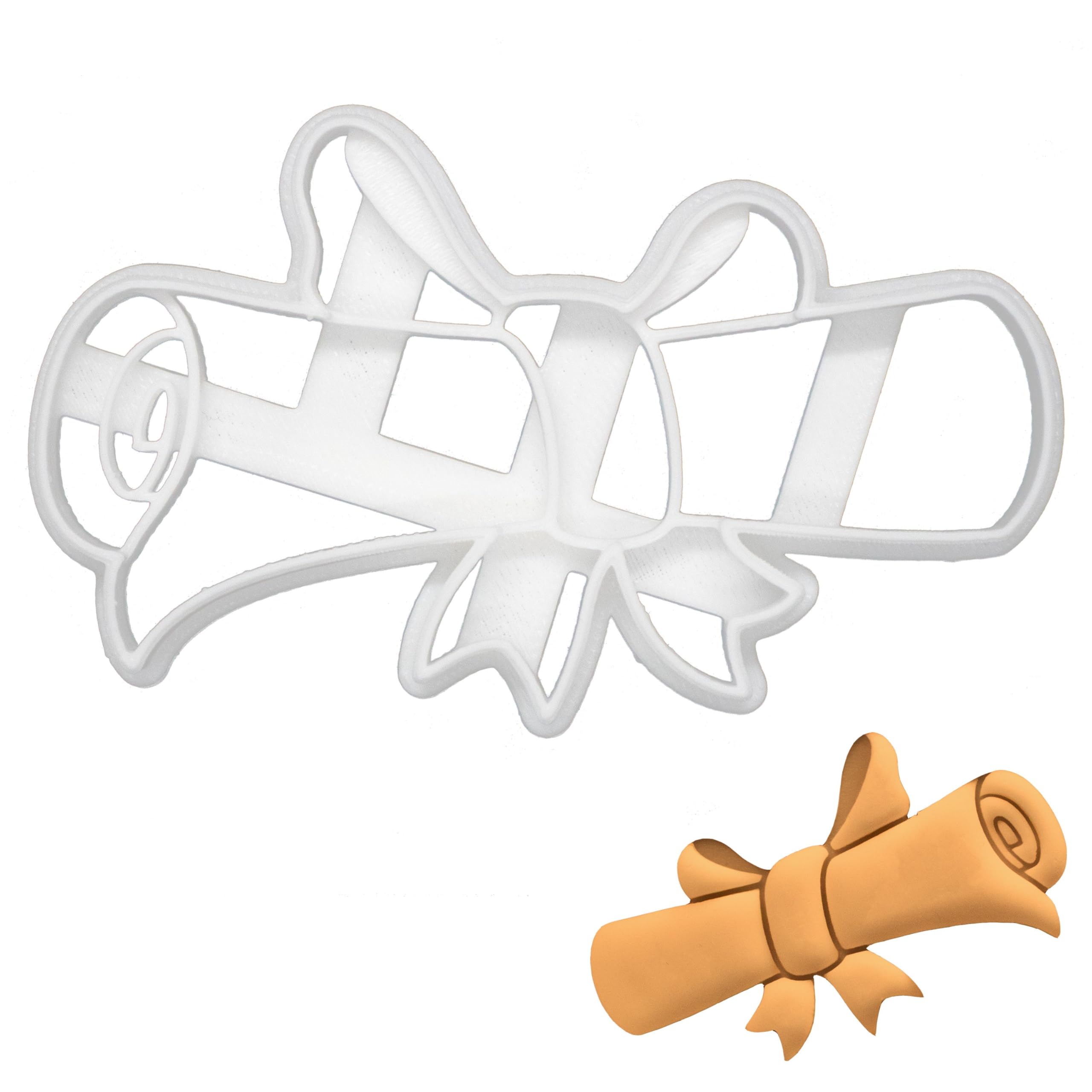 BAKERLOGY Graduation Scroll Cookie Cutter - Detailed Biscuit Cutter Design for Baking and Crafts, Ideal on Fondant, Dough, Clay