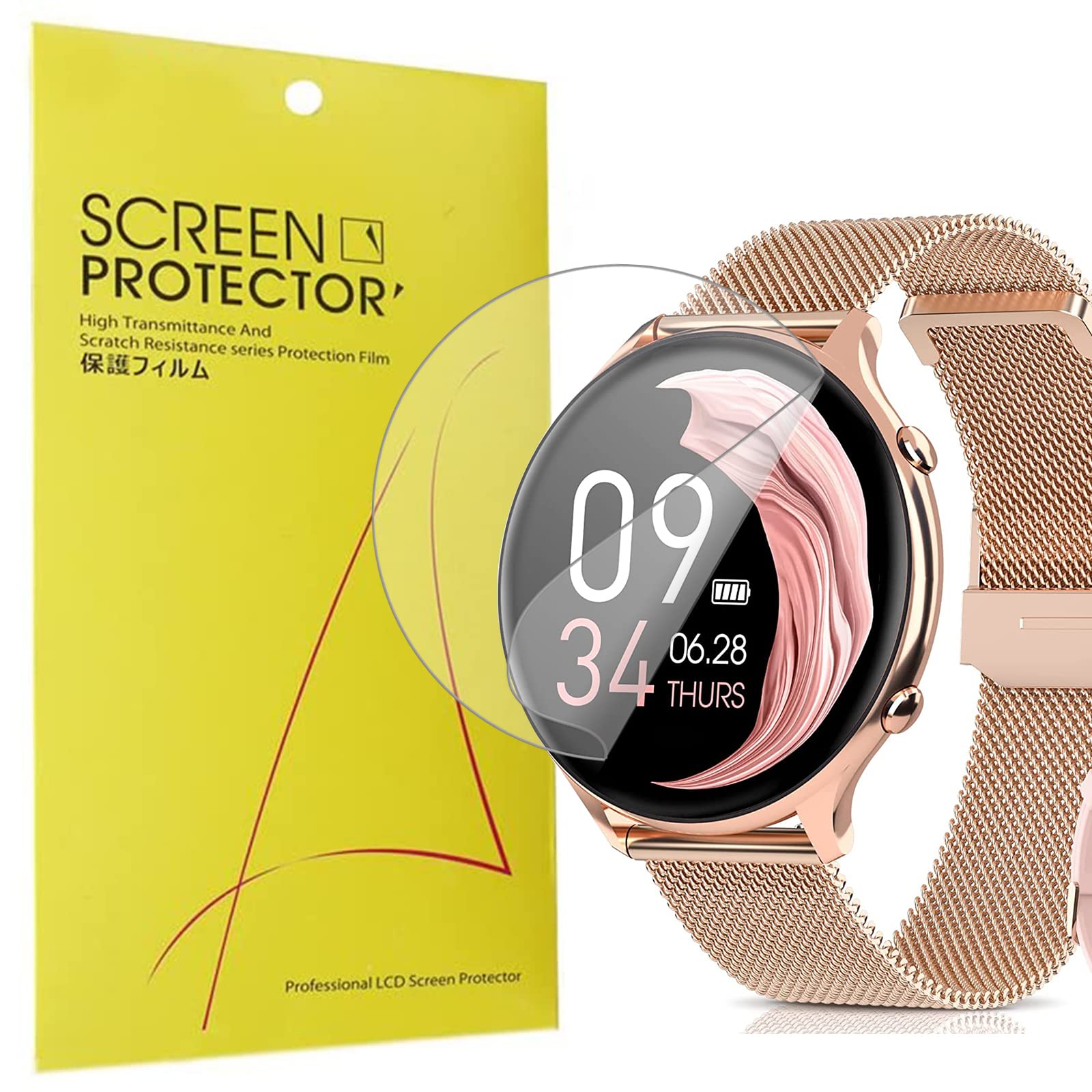 onetuo Screen Protector Compatible with BANLVS 1.28 Inch Smartwatch G31, HD Clear Flexible TPU Film [Bubble-Free] [Compatible with Case] [Premium Quality] Screen Protector (Pack of 6)
