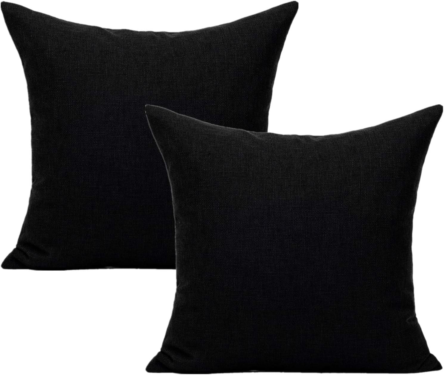 Amazon Com All Smiles Black Outdoor Throw Pillow Covers For Patio Furniture Square Solid Linen Accent Cushion Cases Sofa Sunbrella Seat Couch Porch Decoration 18x18 Set Of 2 Home Kitchen
