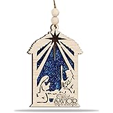 Nativity Ornament “Christ The Savior is Born” – Wooden Christmas Tree Decoration with Holy Family & Star of Bethlehem – Rustic Christian Holiday Keepsake & Religious Ornament Gift