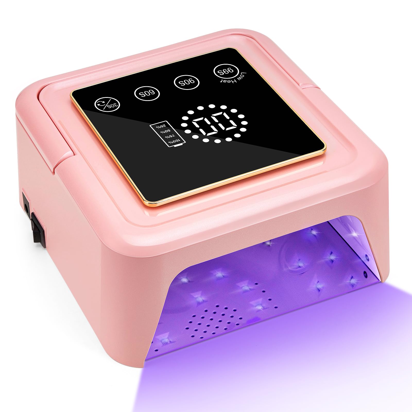 Madenia Rechargeable UV Nail Lamp - 108W Cordless UV LED Nail Lamp for Gel Nails Polish, Professional Nail Dryer Lamp with Touch LCD Screen, Auto Sensor for Home & Nail Salon Use, Pink