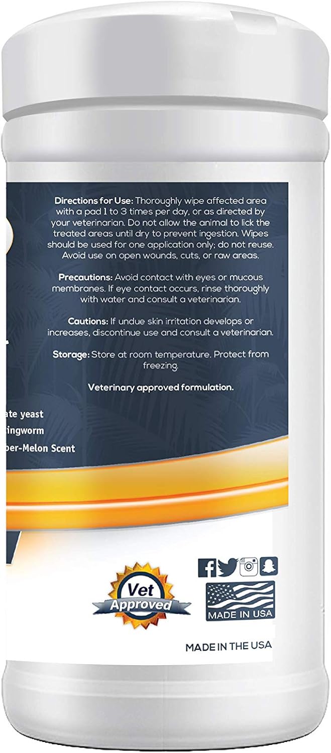 Antifungal + Antibacterial Medicated Wipes for Dogs & Cats - with Ketoconazole & Chlorhexidine - for Hot Spots, Ring Worm, Itch & Irritation : Pet Supplies