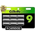 GilletteLabs Razor Blade Refills, Holiday Gifts and Stocking Stuffers for Men, Compatible with Exfoliating Bar and Heated Razor, 9 Refills